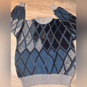 NAK Men's Blue and Black Diamond Crewneck Sweater